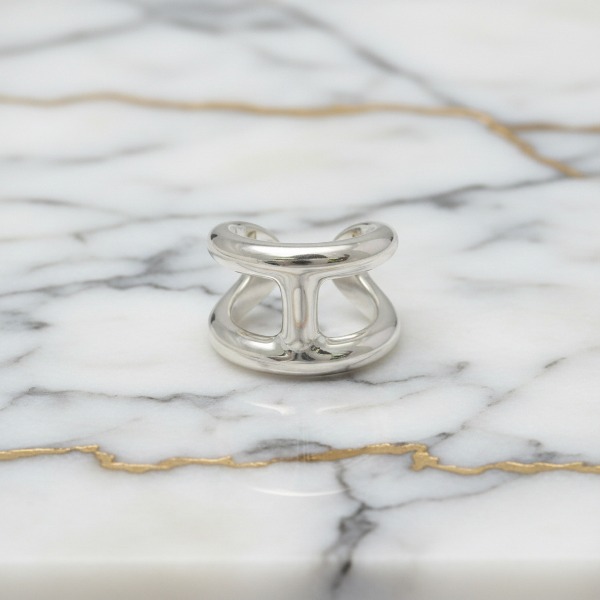 Hermes Osmos Ring GM Silver Fashion No Stone Band Ring Silver