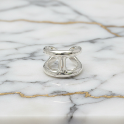 Hermes Osmos Ring GM Silver Fashion No Stone Band Ring Silver