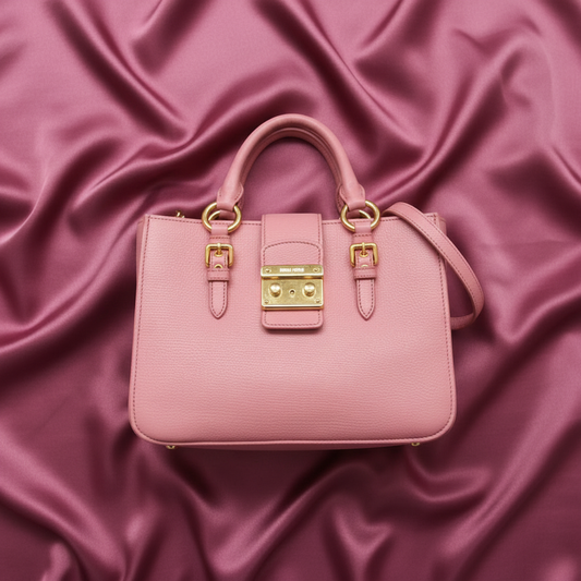 Miu Miu MADRAS RN0799 Women's Leather Handbag,Shoulder Bag Pink