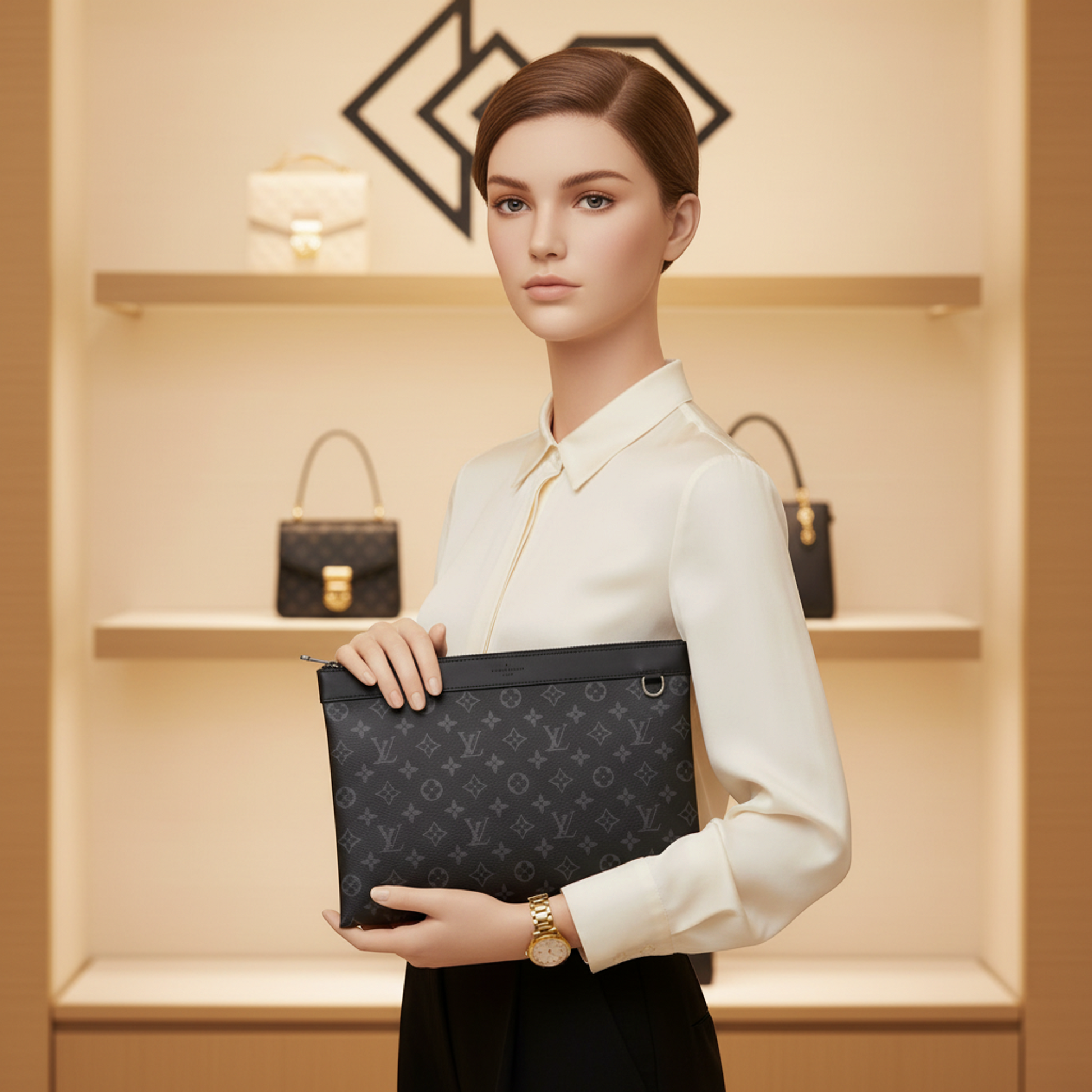 Louis Vuitton Monogram Eclipse Pochette Discovery M62291 Men's Clutch Bag Monogram Eclipse