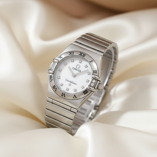 OMEGA Constellation Diamond MOP Dial Steel Quartz Ladies Watch 1566.76 Polished