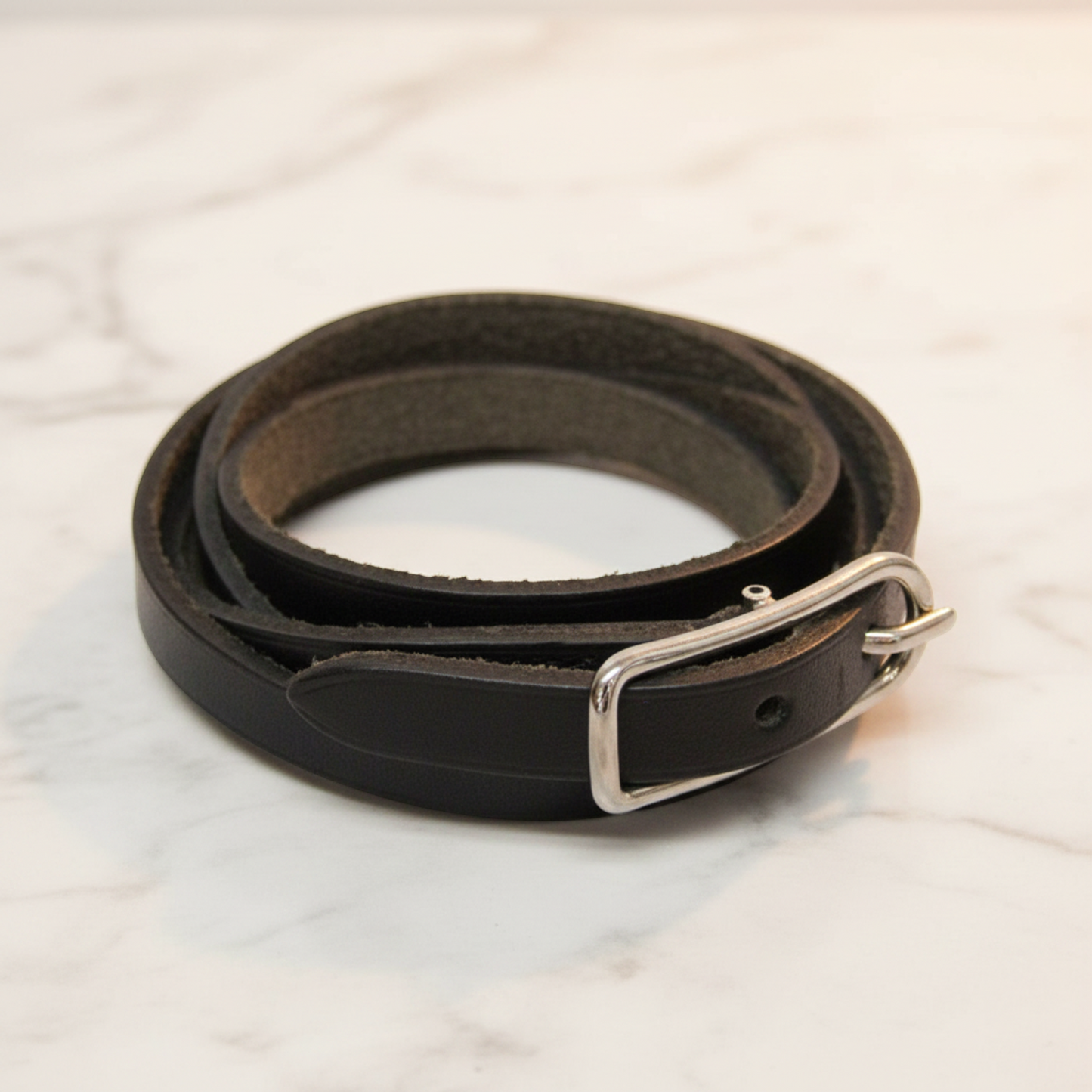 Hermes Hapi API I 4-strand Bracelet Choker Leather,Metal Bangle Silver,Black