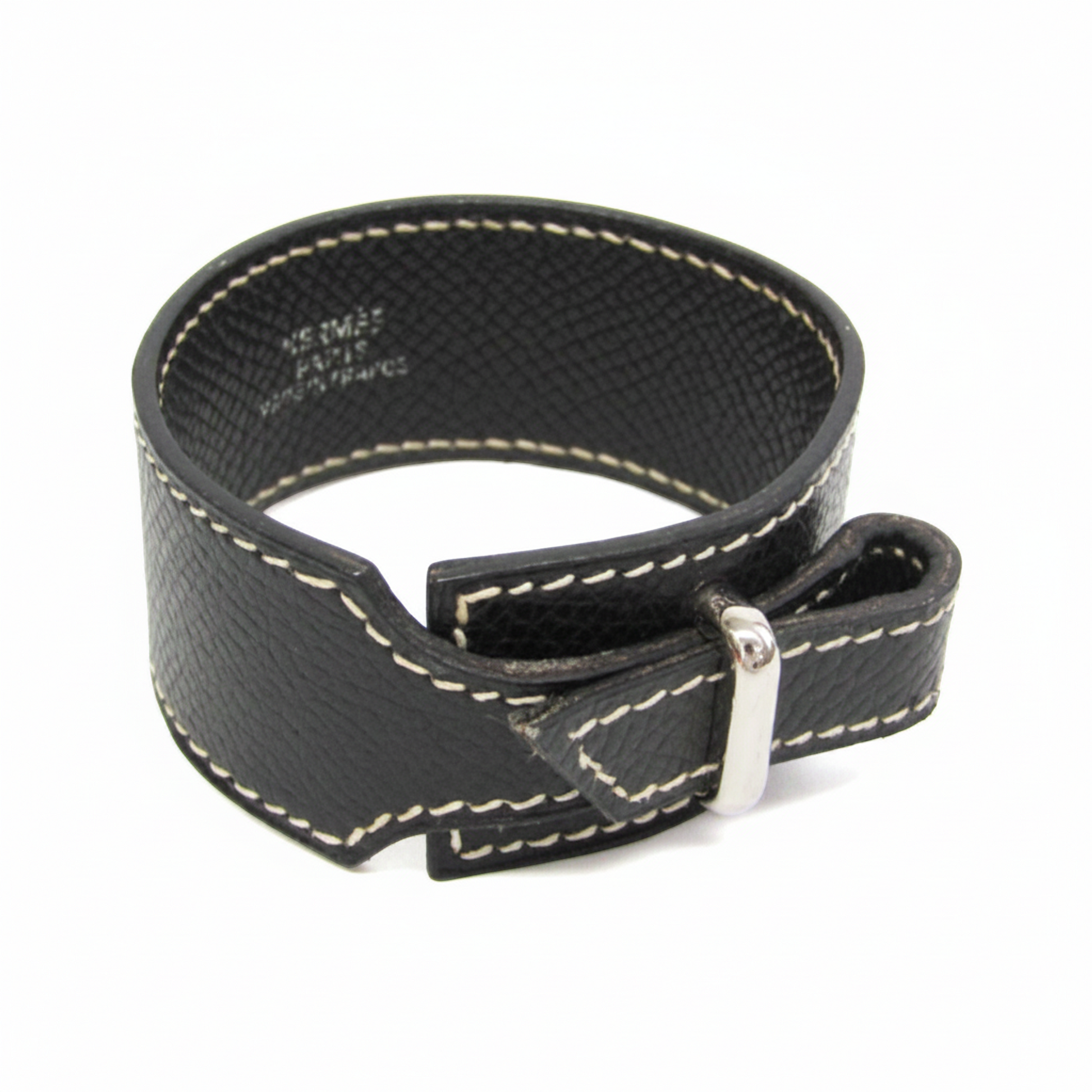 Hermes Nabab Leather Bangle Black