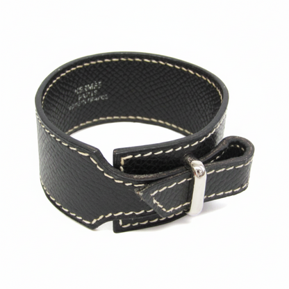 Hermes Nabab Leather Bangle Black