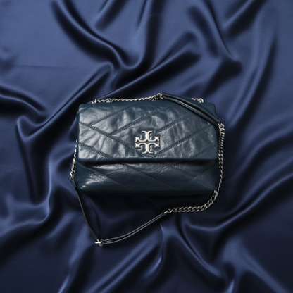 Tory Burch Kira Chevron Chain Shoulder Bag Women's Leather Shoulder Bag Navy