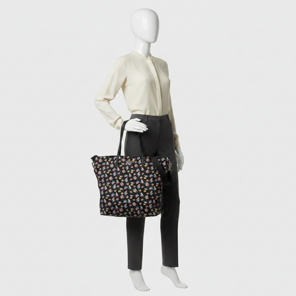 Prada TESSUTO STAMPAT 1BG189 Women's Nylon,Leather Shoulder Bag,Tote Bag Black,Pink,Yellow
