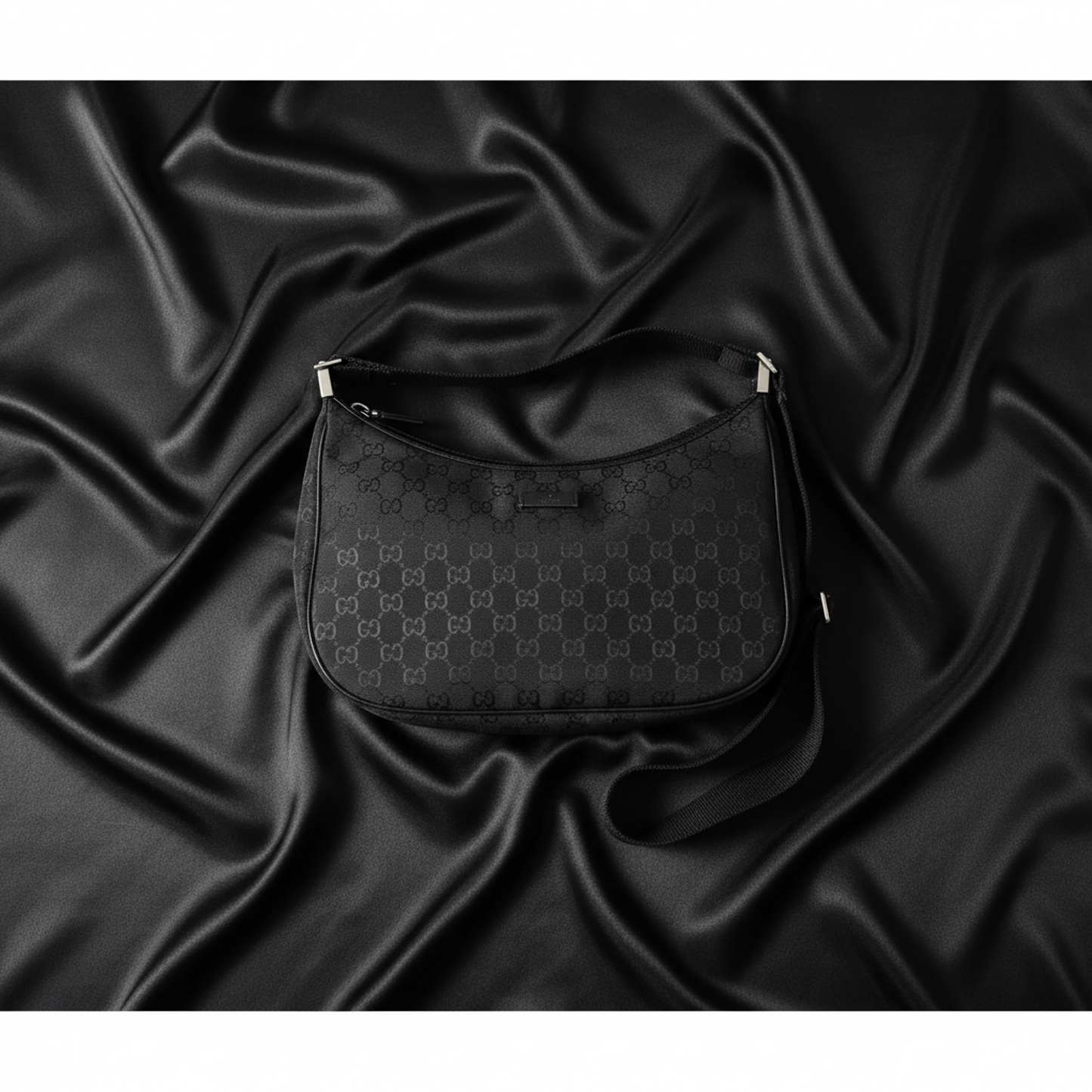 Gucci GG Canvas 122790 Women's GG Canvas,Leather Shoulder Bag Black