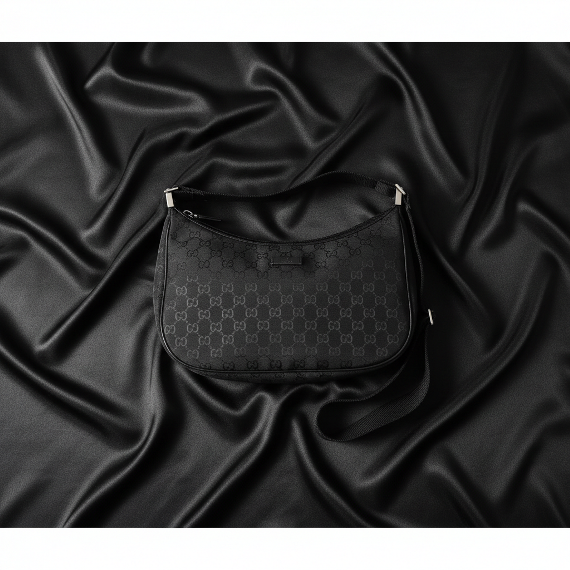 Gucci GG Canvas 122790 Women's GG Canvas,Leather Shoulder Bag Black