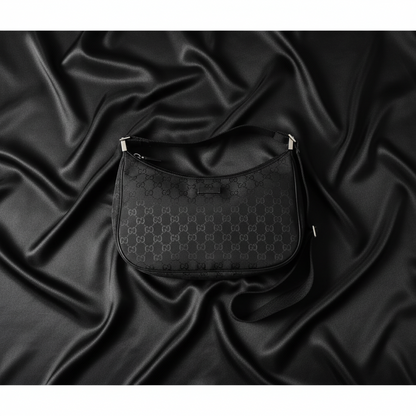 Gucci GG Canvas 122790 Women's GG Canvas,Leather Shoulder Bag Black
