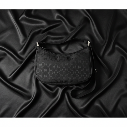 Gucci GG Canvas 122790 Women's GG Canvas,Leather Shoulder Bag Black