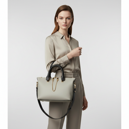 Chloé Baylee 3S0171 Women's Leather Handbag,Shoulder Bag Black,Dark Gray,Light Gray