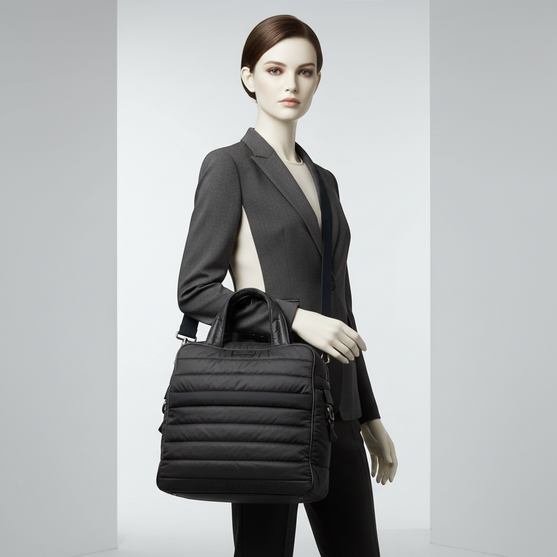 Salvatore Ferragamo Quilting FZ-24 9739 Men,Women Nylon Shoulder Bag Dark Navy