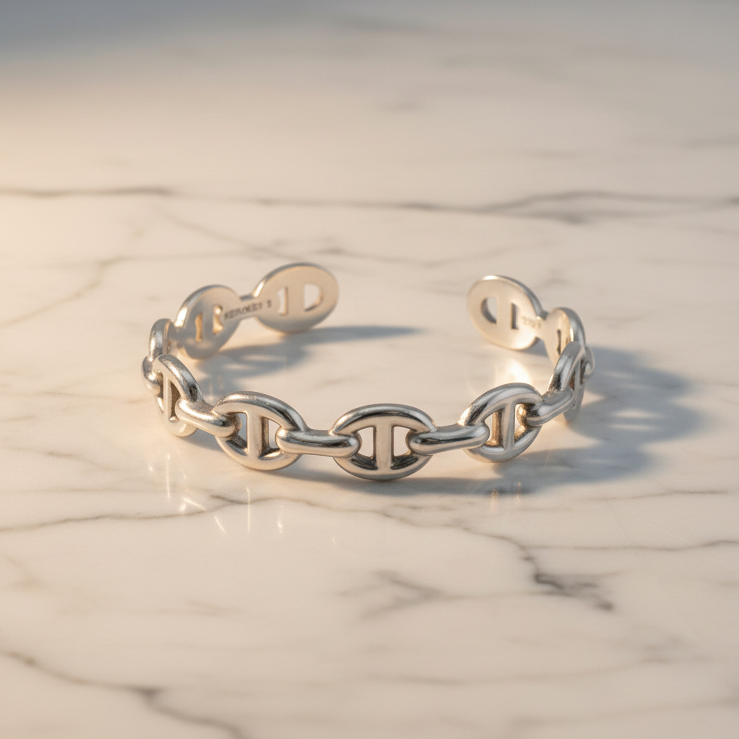 Hermes Chaine D'Ancre Silver 925 No Stone Bangle Silver