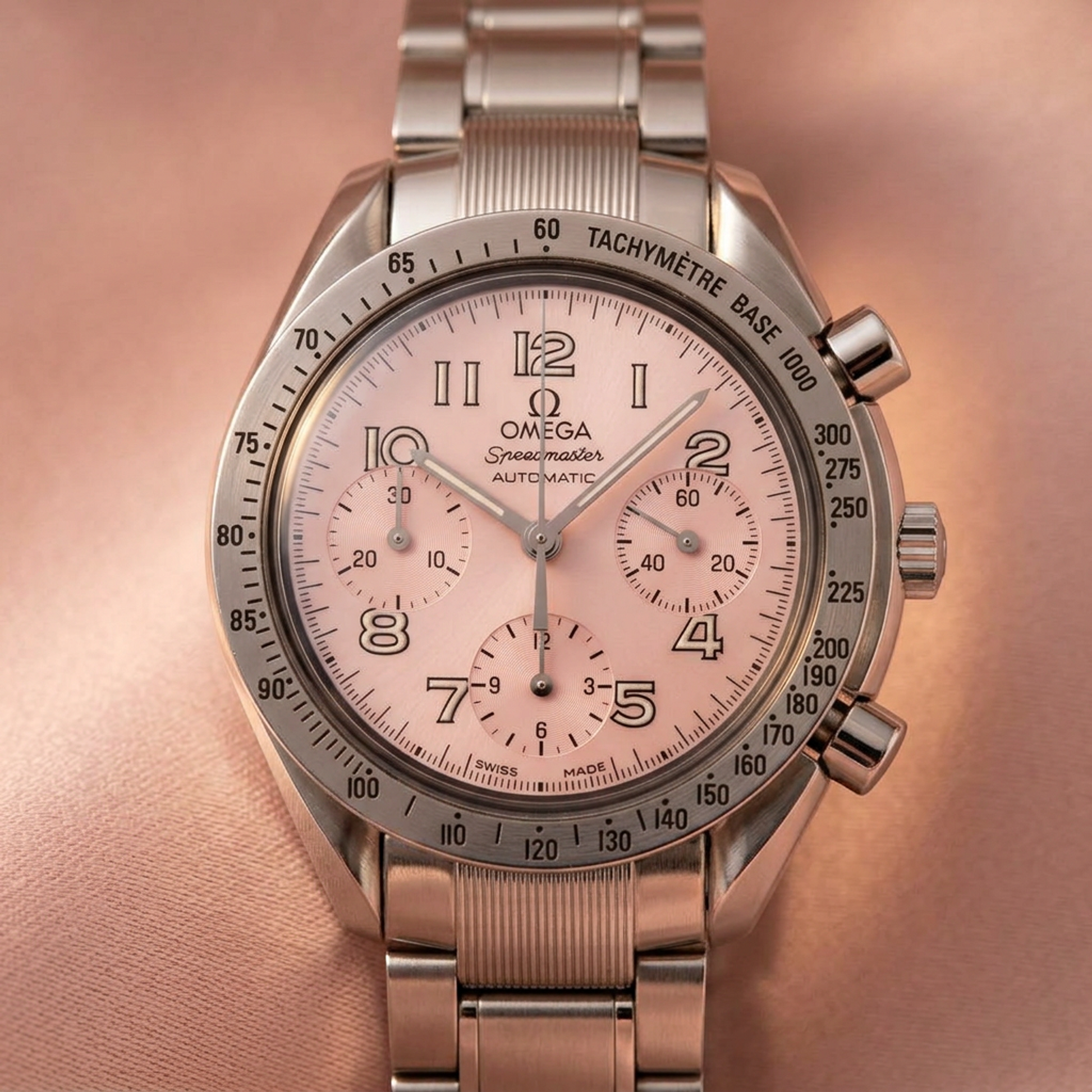 OMEGA Speedmaster Automatic Pink MOP Dial Steel Watch 3502.78 Polished