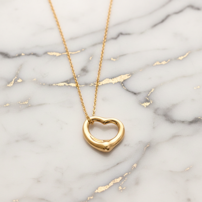 Tiffany Open Heart Pink Gold (18K) No Stone Men,Women Fashion Pendant Necklace (Pink Gold)