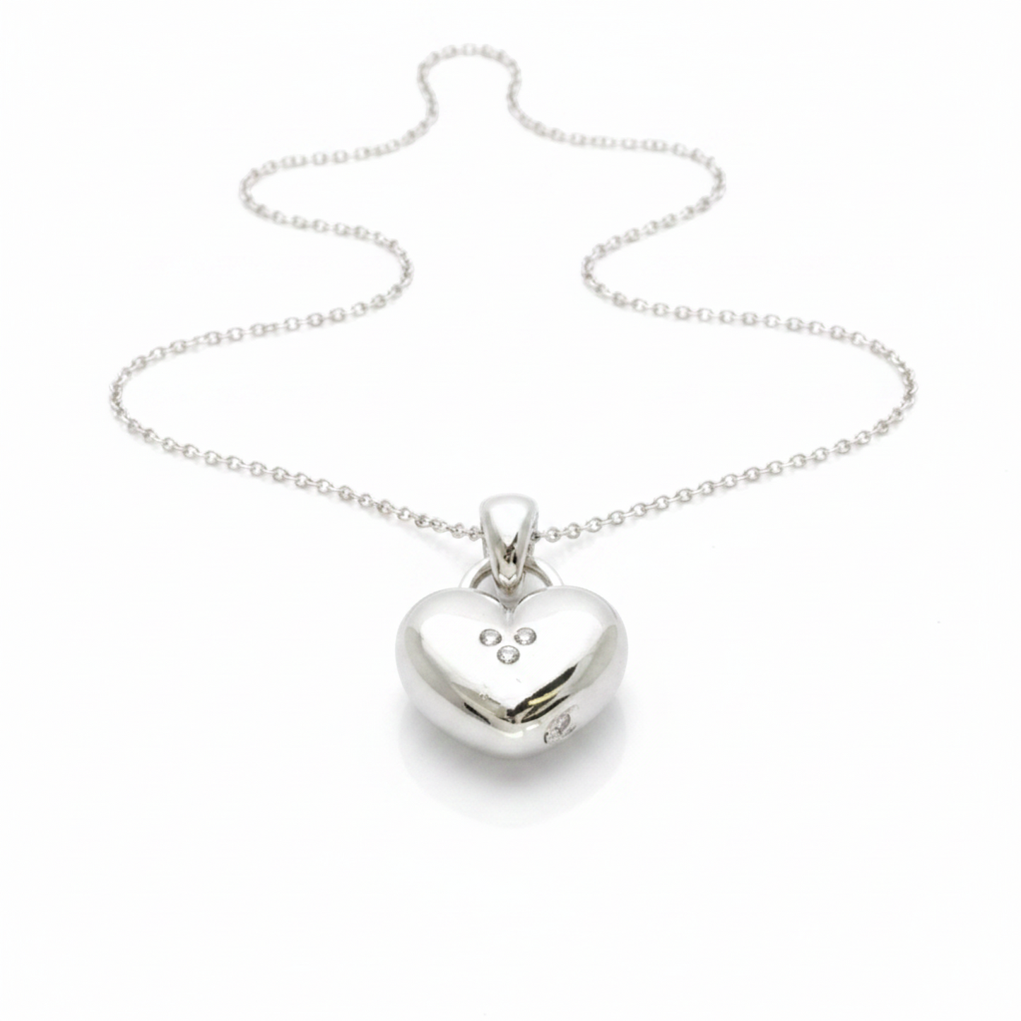 Tiffany Sentimental Heart Diamond Necklace Platinum Diamond Women,Men Fashion Pendant Necklace (Silver)