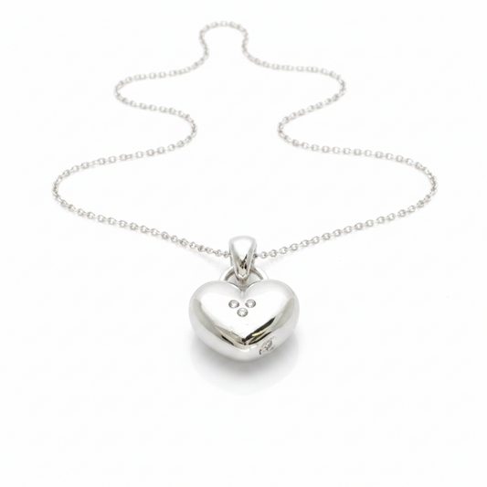 Tiffany Sentimental Heart Diamond Necklace Platinum Diamond Women,Men Fashion Pendant Necklace (Silver)