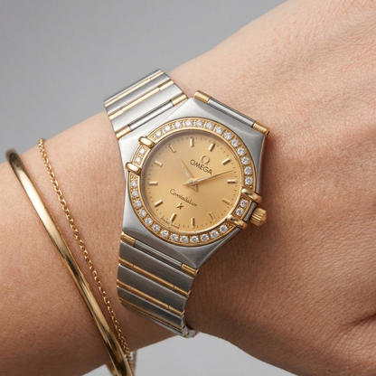 OMEGA Constellation Diamond 18K Gold Steel Watch 1367.10 Polished