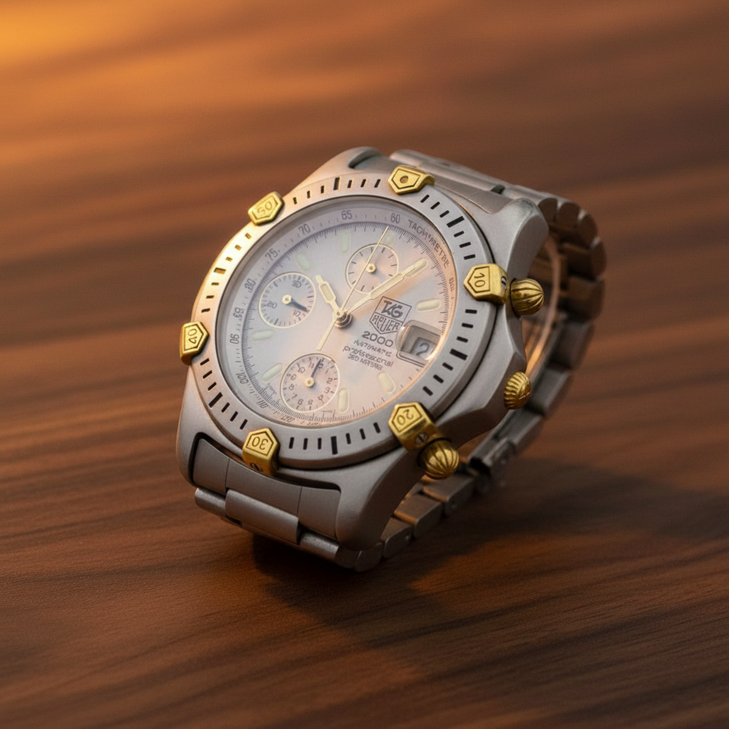 TAG HEUER 2000 Professional Chronograph Gold Plated Steel Watch 165.806