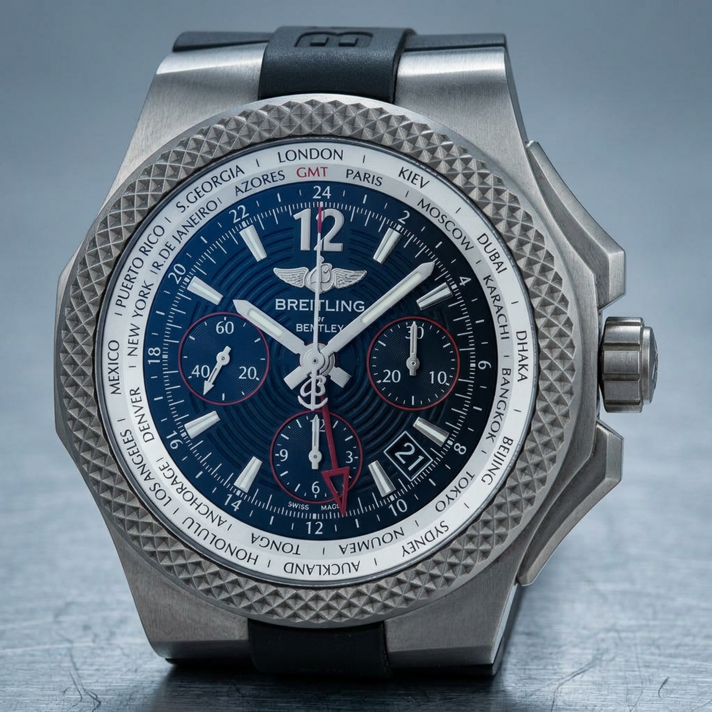BREITLING Bentley GMT Light Body Titanium Mens Watch EB0433 Polished