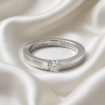 Cartier Date With Ring Platinum Fashion Diamond Band Ring Silver