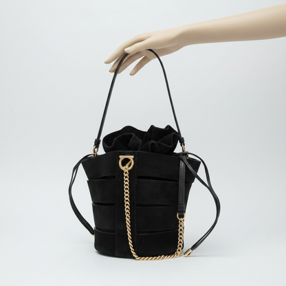 Salvatore Ferragamo Gancini GE-21 F468 Women's Leather Shoulder Bag Black