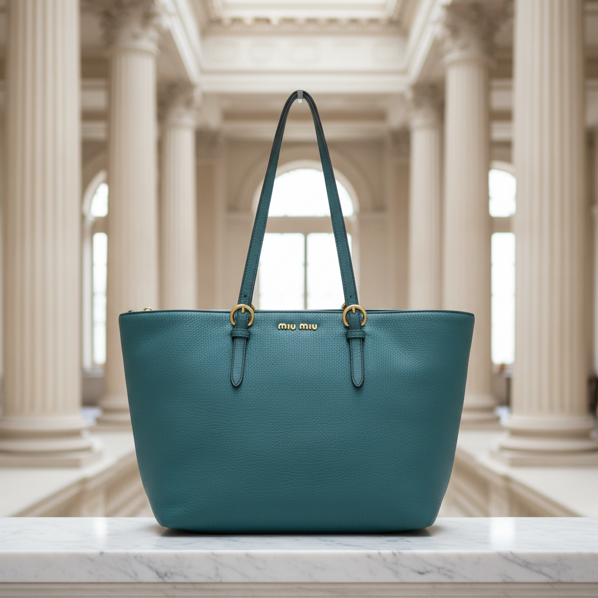 Miu Miu VIT.DAINO RR1905 Women's Leather Shoulder Bag,Tote Bag Green