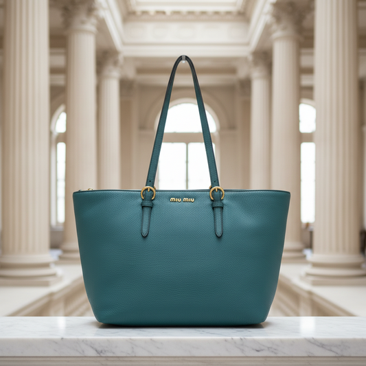 Miu Miu VIT.DAINO RR1905 Women's Leather Shoulder Bag,Tote Bag Green
