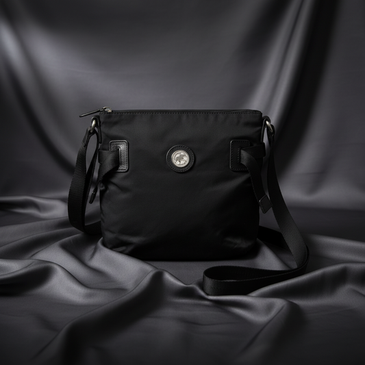 Hunting World 8005ASF Women's Nylon,Leather Shoulder Bag Black