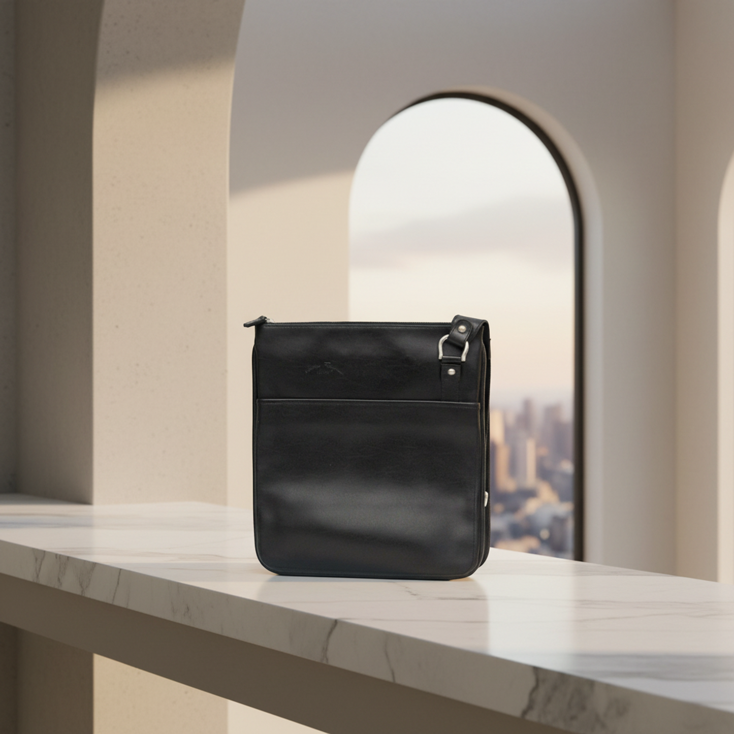 Salvatore Ferragamo AU-24 6017 Men's Leather Shoulder Bag Black