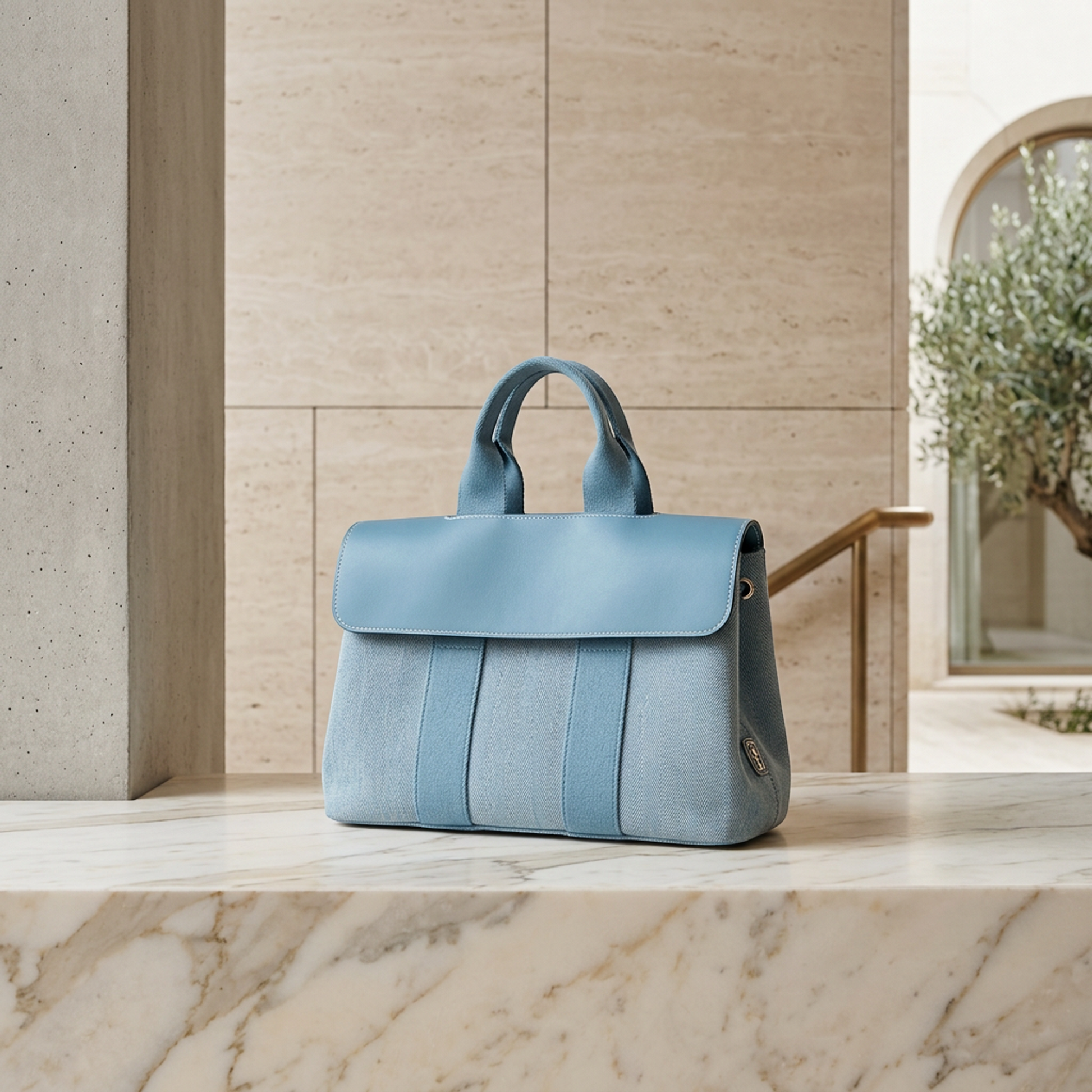 Hermes Valparaiso PM Women's Cotton,Polyester Handbag Blue
