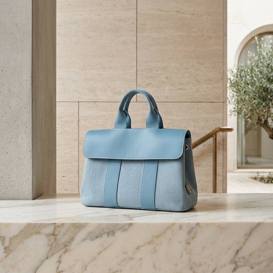 Hermes Valparaiso PM Women's Cotton,Polyester Handbag Blue