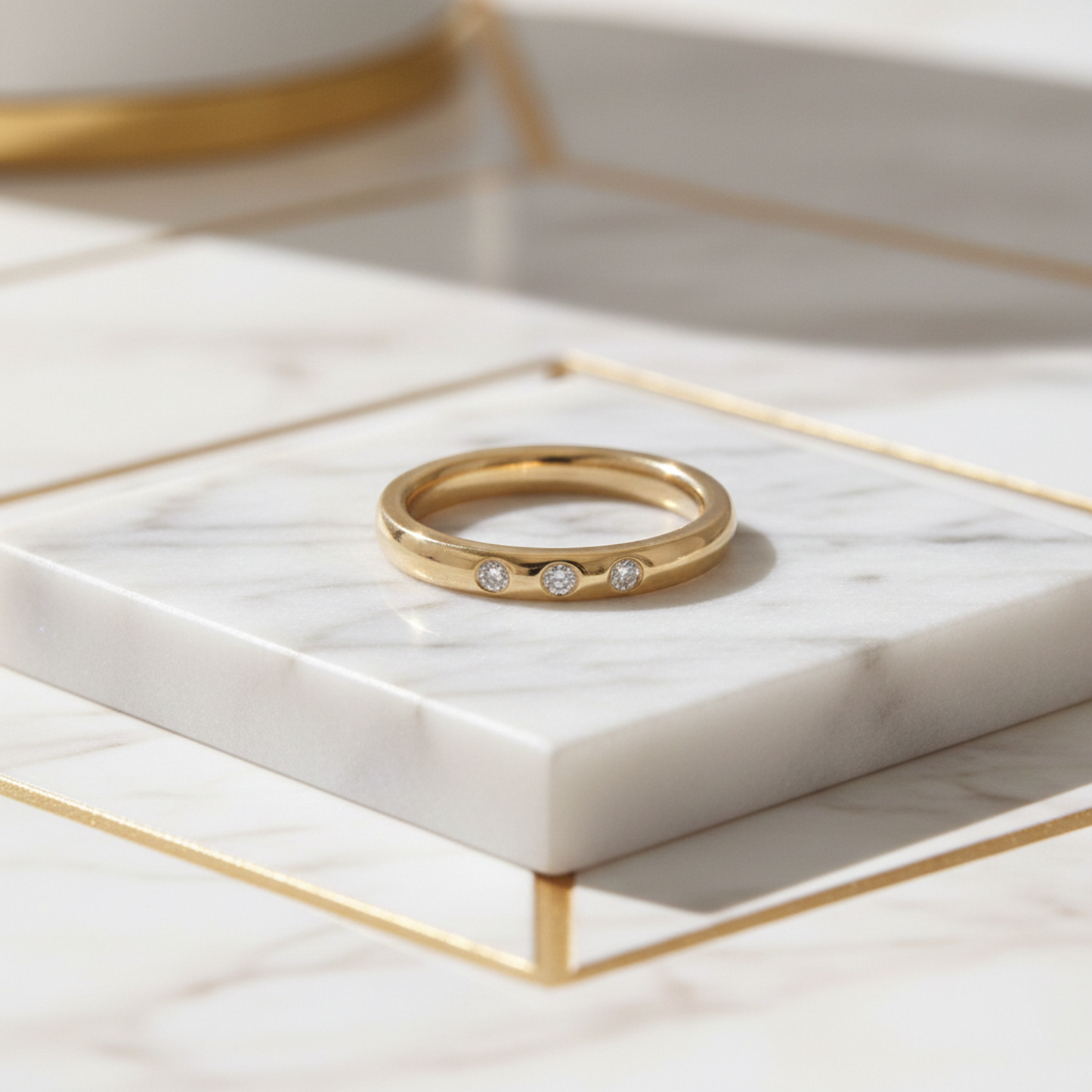 Tiffany Stacking Band 3P Diamond Ring Pink Gold (18K) Fashion Diamond Band Ring Pink Gold