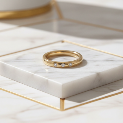 Tiffany Stacking Band 3P Diamond Ring Pink Gold (18K) Fashion Diamond Band Ring Pink Gold