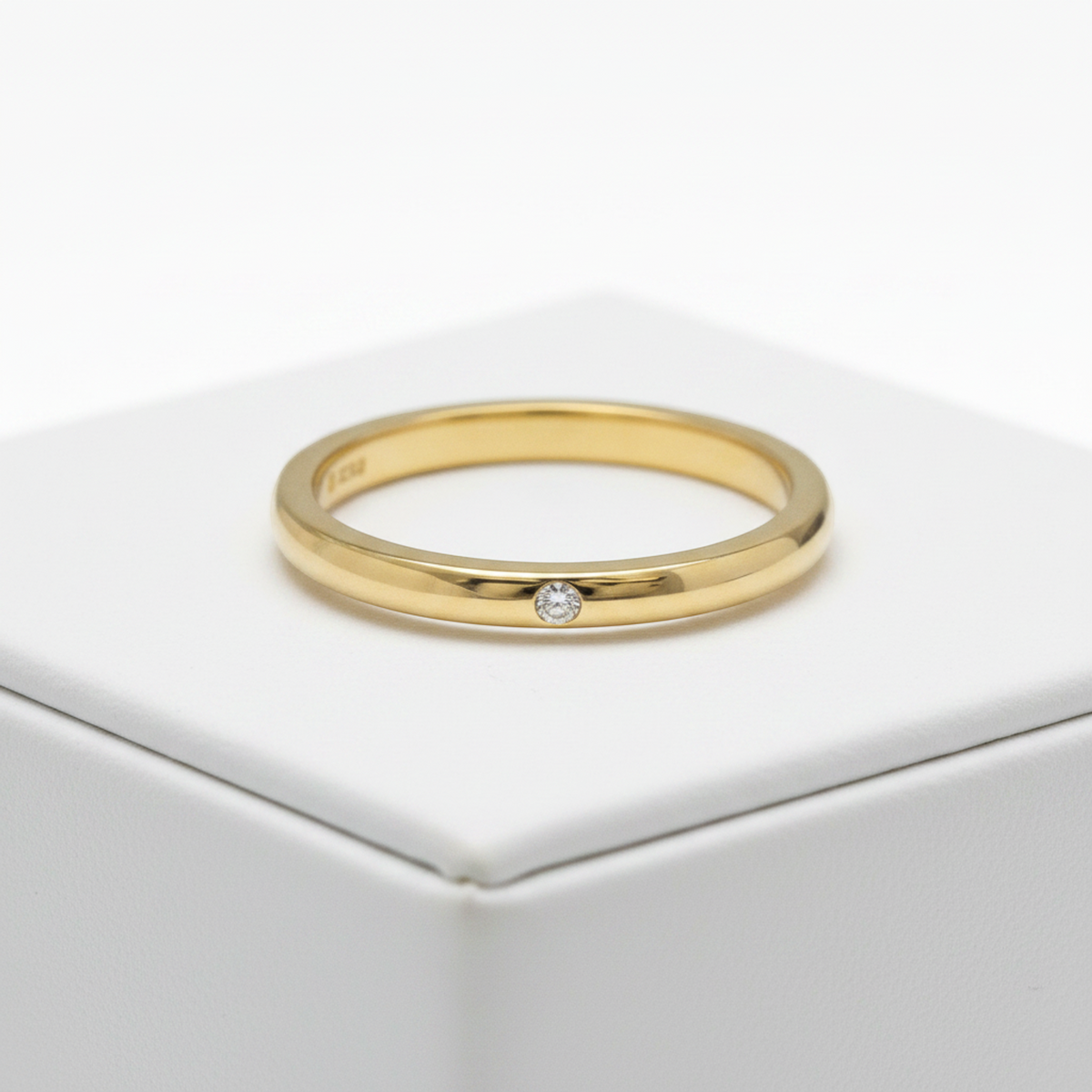 Tiffany Stacking Band Ring With 1 Diamond Yellow Gold (18K) Fashion Diamond Band Ring Gold