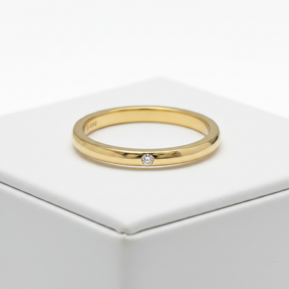 Tiffany Stacking Band Ring With 1 Diamond Yellow Gold (18K) Fashion Diamond Band Ring Gold