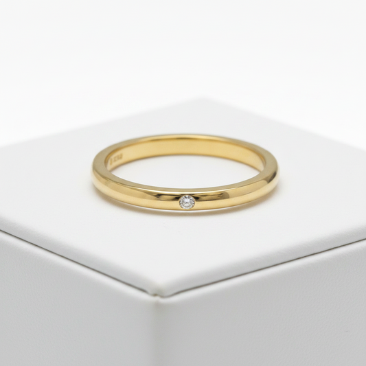 Tiffany Stacking Band Ring With 1 Diamond Yellow Gold (18K) Fashion Diamond Band Ring Gold
