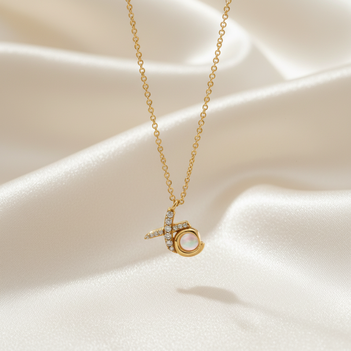 Tiffany Love & Kisses Pink Gold (18K) Diamond Men,Women Fashion Pendant Necklace (Pink Gold)