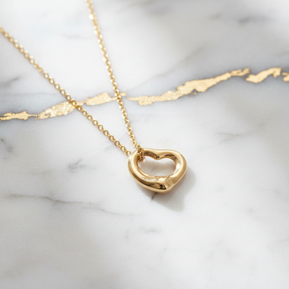 Tiffany Open Heart Pink Gold (18K) No Stone Men,Women Fashion Pendant Necklace (Pink Gold)
