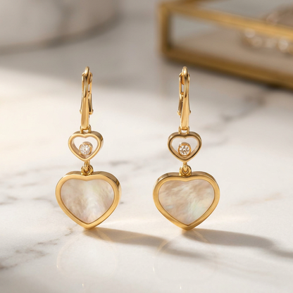 Chopard Happy Heart Diamond Earrings 837482 Diamond,Mother Of Pearl Yellow Gold (18K),Mother Of Pearl Drop Earrings Carat/0.1