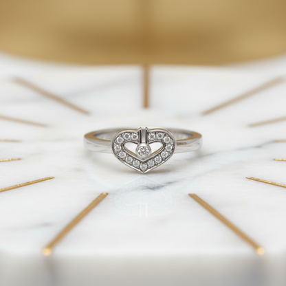Cartier C Heart Ring White Gold (18K) Fashion Diamond Band Ring Silver