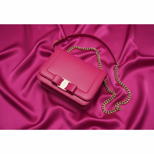 Salvatore Ferragamo Vara Ribbon New Bianco FZ-21 G 877 Women's Leather Shoulder Bag Pink