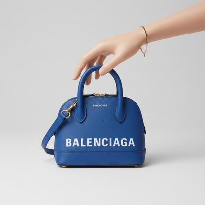 Balenciaga VILLE Top Handle XXS 550646 Women's Leather Handbag,Shoulder Bag Blue