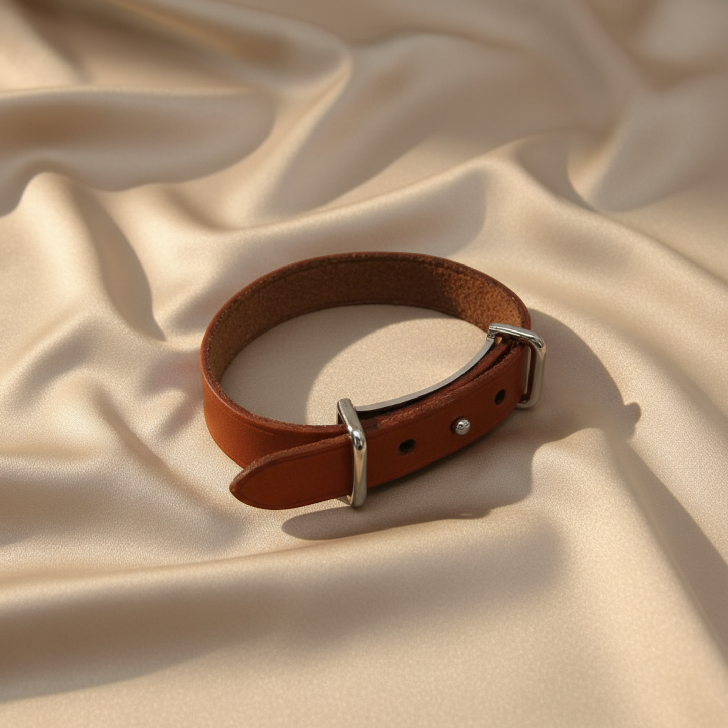 Hermes Api II Leather Bangle Light Brown