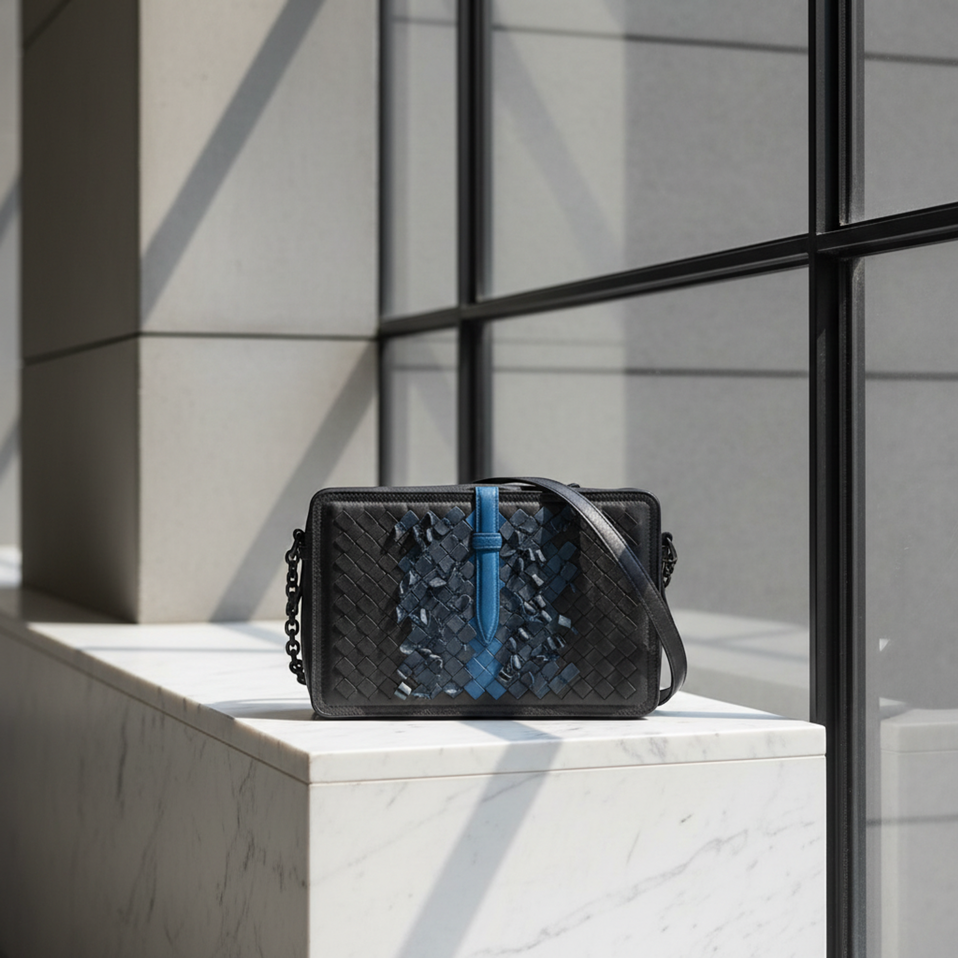 Bottega Veneta Intrecciato Women's Leather Shoulder Bag Blue,Dark Navy