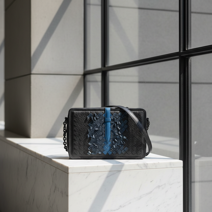 Bottega Veneta Intrecciato Women's Leather Shoulder Bag Blue,Dark Navy