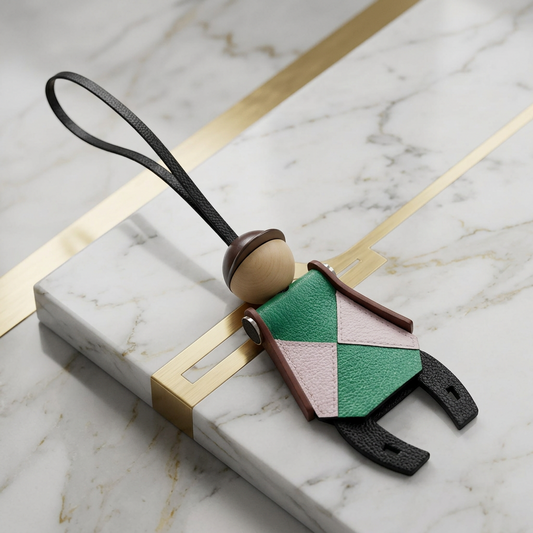 Hermes Barenia Leather,Chevre Myzore Leather Handbag Charm Brown,Green,Light Pink Jockey Charm
