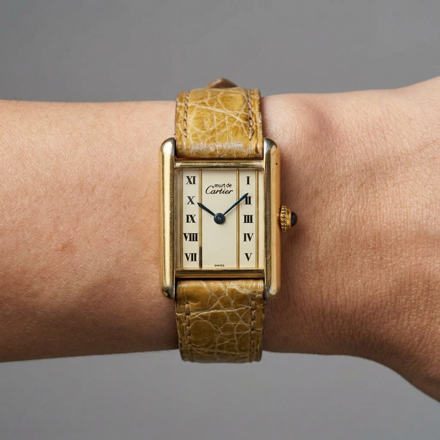 CARTIER Must Tank Vermeil Gold Plated Quartz Ladies Watch 5057001