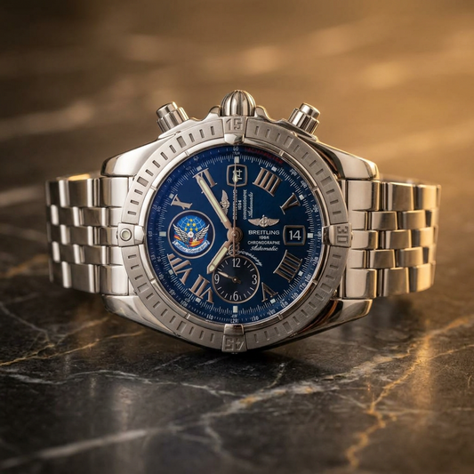 BREITLING Chronomat Evolution Blue Impulse Mens Watch A13356 Polished