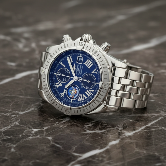BREITLING Chronomat Evolution Blue Impulse Mens Watch A13356 Polished